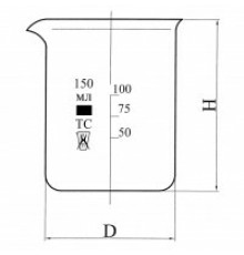 Стакан Н-1-100 низкий с делениями и носиком, ТС