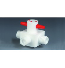 Кран трехходовой Bohlender O 4 мм, форма T, GL14, PTFE (Артикул E 688-14)